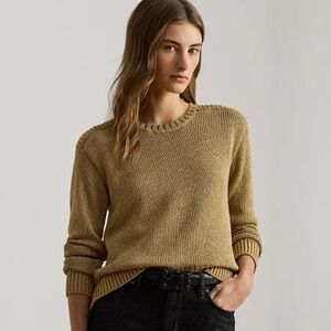 NWT Lauren Ralph Lauren Metallic Gold Sweater XL
